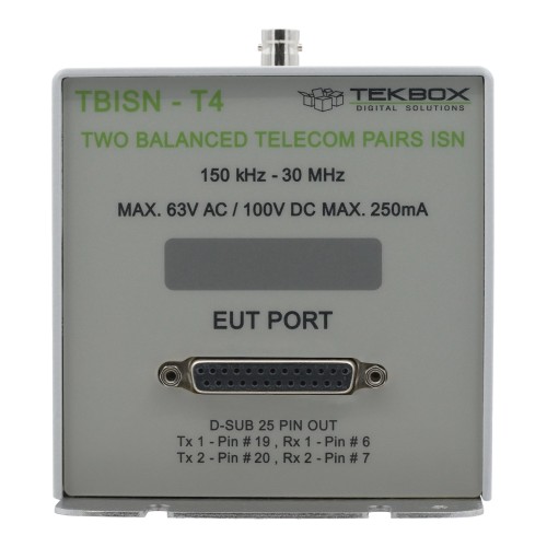TekBox TBISN-T4 Réseau de stabilisation d'impédance (ISN) pour 2 paires symétriques TekBox TBISN-T4 Réseau de stabilisation d'impédance (ISN) pour 2 paires symétriques